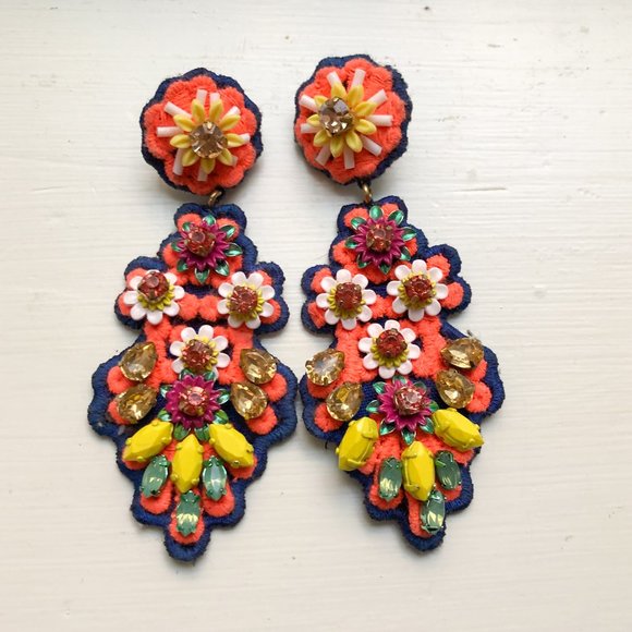 J. Crew Jewelry - J. Crew Colorful Fabric Earrings